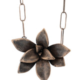bronze large floral succulent necklace