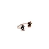 sterling silver and bronze adjustable double floral succulent ring