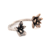 sterling silver and bronze adjustable double floral succulent ring