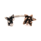 sterling silver and bronze adjustable double floral succulent ring