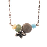 sterling silver floral succulent and gemstones necklace