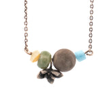 sterling silver floral succulent and gemstones necklace