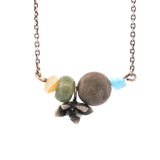 sterling silver floral succulent and gemstones necklace