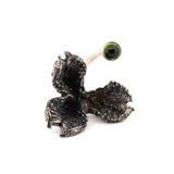 sterling silver adjustable giant peony pod with peridot gemstone ring