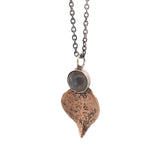 bronze string of hearts and labradorite gemstone necklace