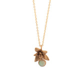 gold vermeil floral succulent with fire opal necklace