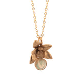 gold vermeil floral succulent with fire opal necklace