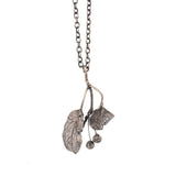 sterling silver cherry and leaf necklace