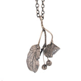 sterling silver cherry and leaf necklace