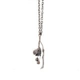 sterling silver cherry and leaf necklace