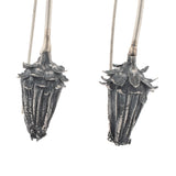 sterling silver large dandelion bud earrings