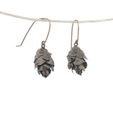 sterling silver hemlock cone earrings