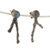 sterling silver twig with labradorite stones earrings