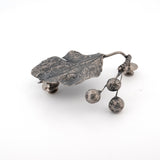 sterling silver cherry and leaf brooch pin
