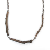bronze twig trio and sterling silver chain necklace