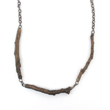 bronze twig trio and sterling silver chain necklace