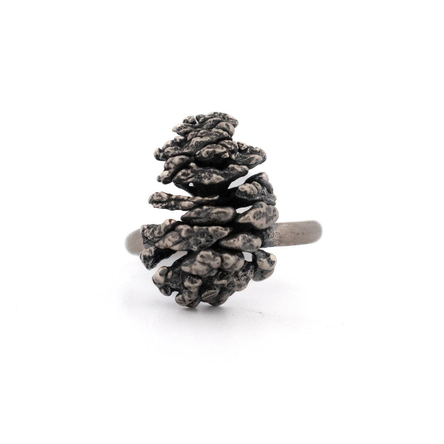 sterling silver alder catkin cone ring