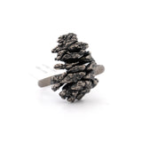 sterling silver alder catkin cone ring