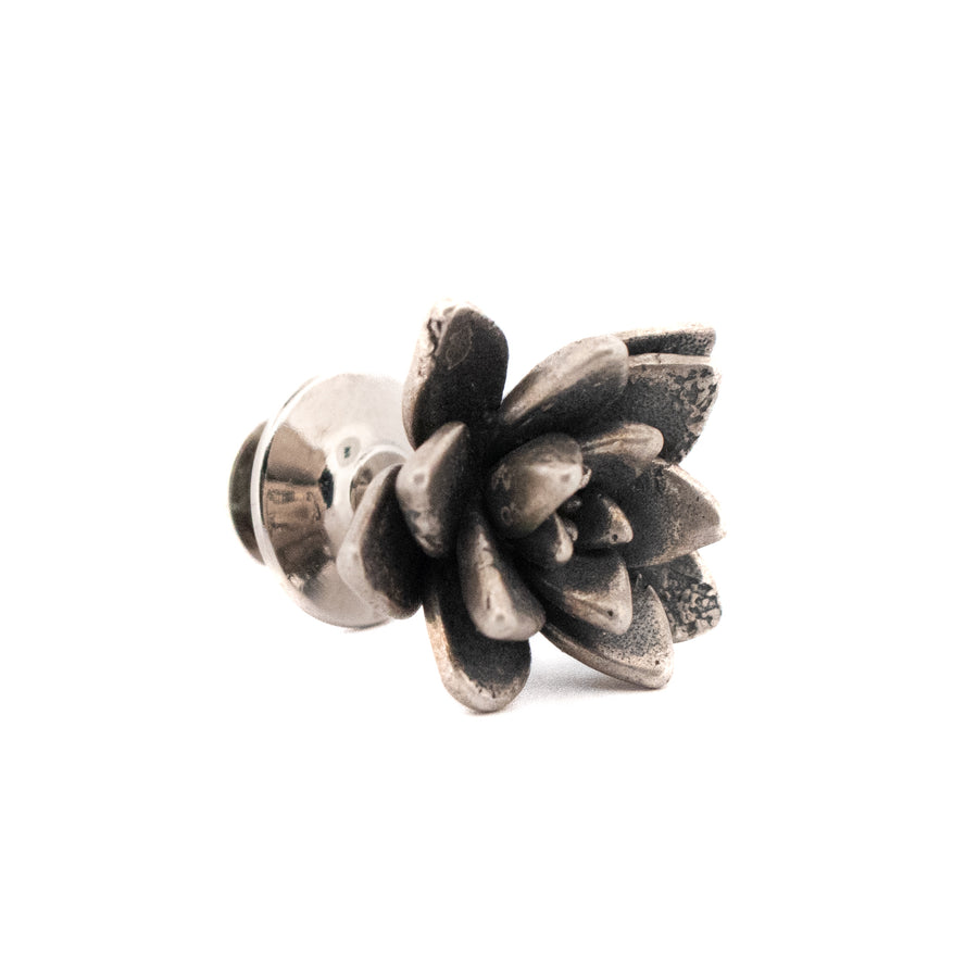 sterling silver floral succulent pin or tie tack 1