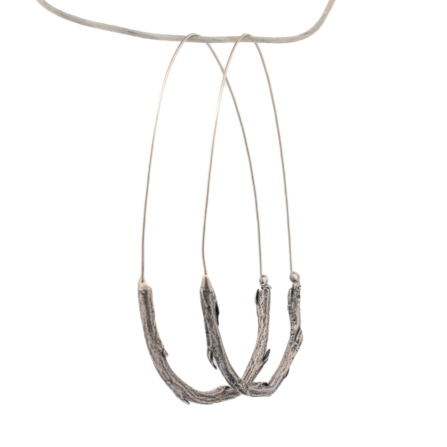 sterling silver twig loop hoop earrings 2