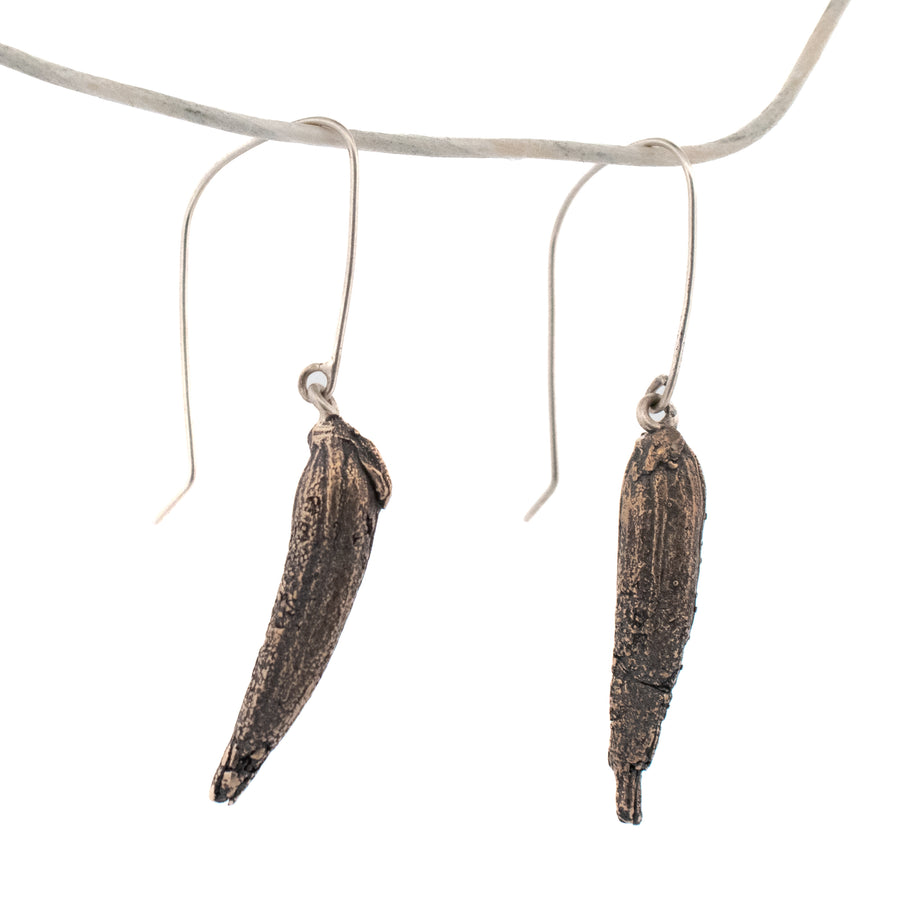 bronze seed pod earrings