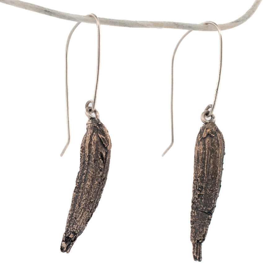 bronze seed pod earrings