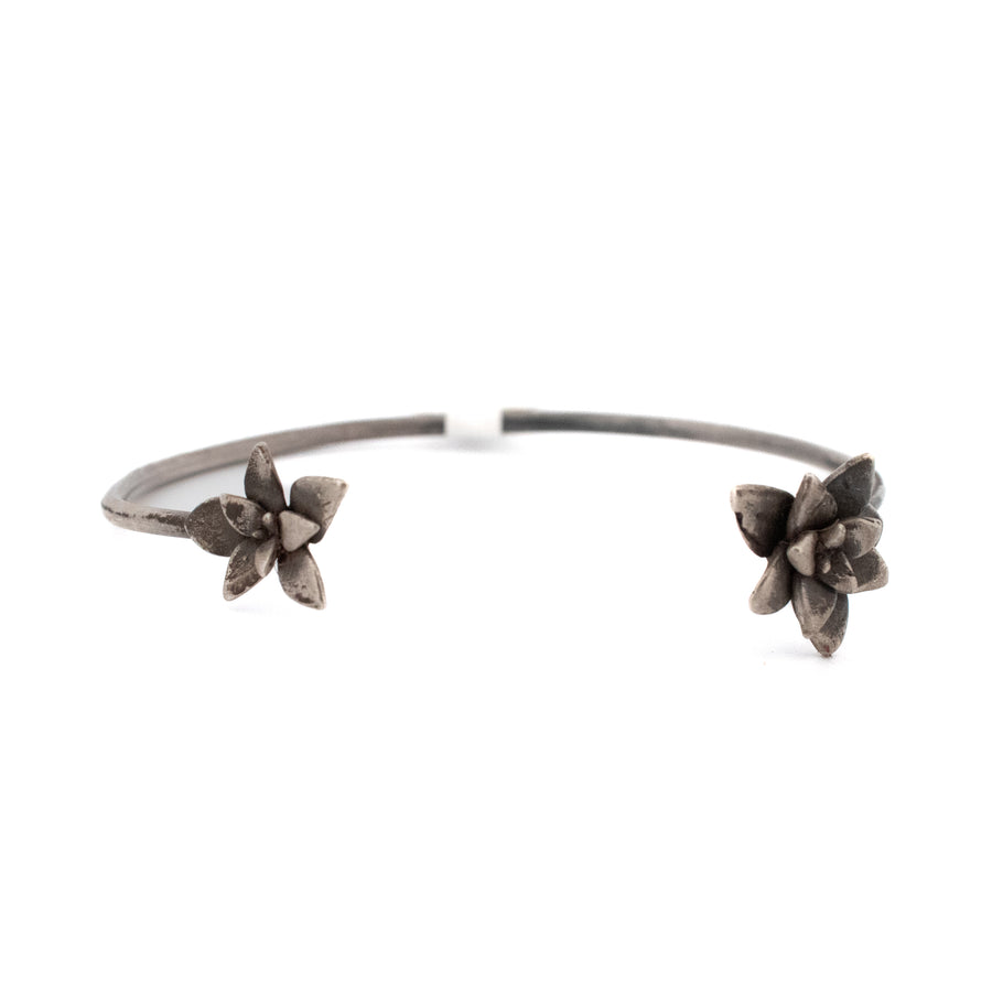 sterling silver double floral succulent bracelet