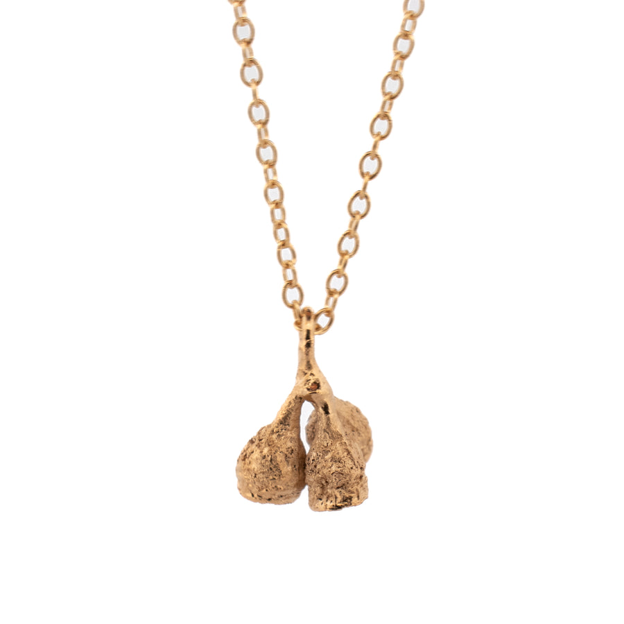 gold vermeil eucalyptus seed pod bunch necklace 2