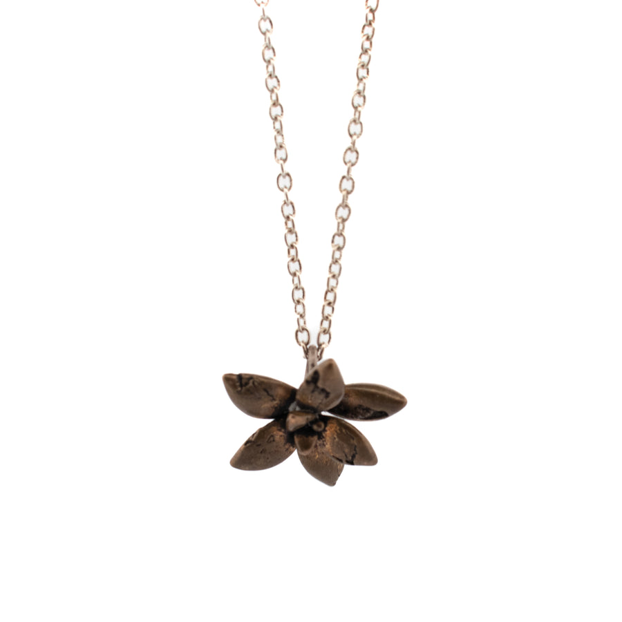 bronze floral succulent necklace