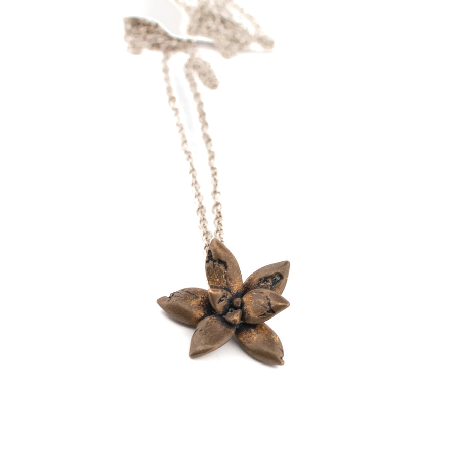 bronze floral succulent necklace