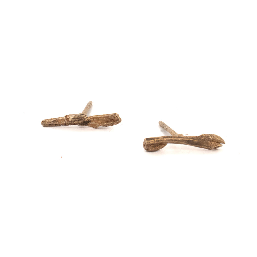 gold vermeil twig stud earrings