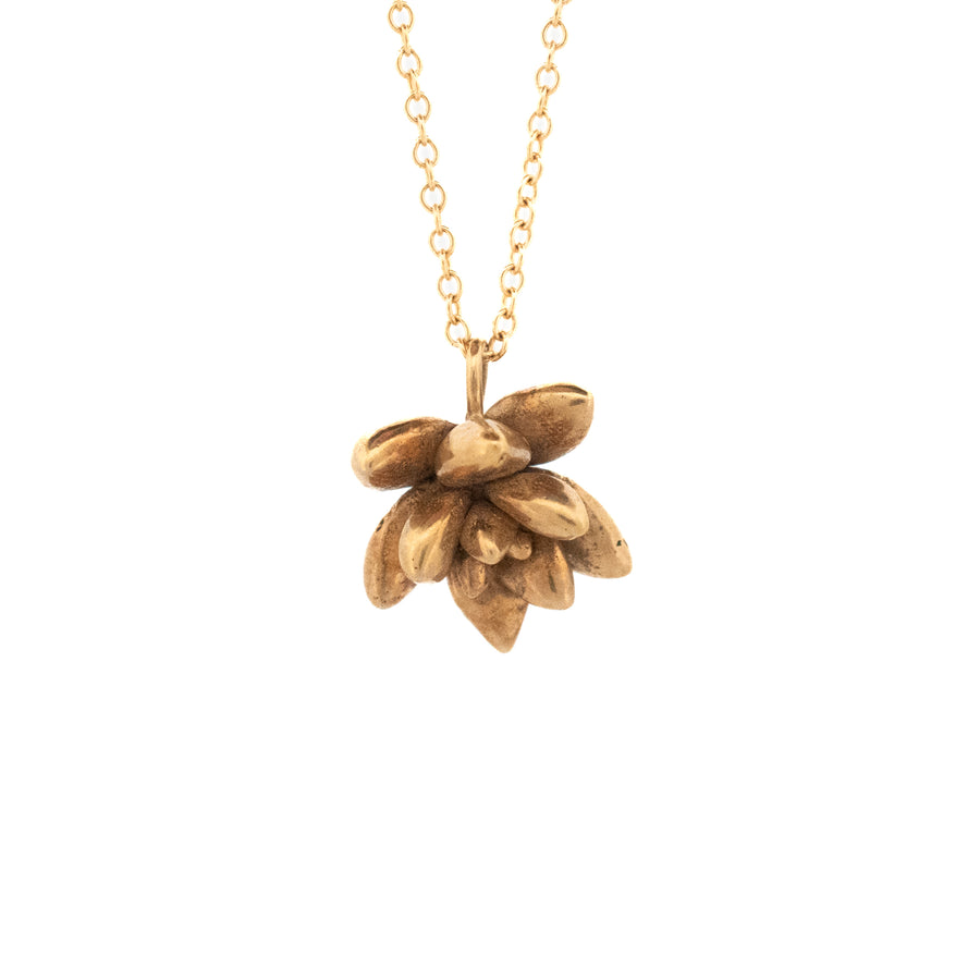 gold vermeil large floral succulent necklace 3