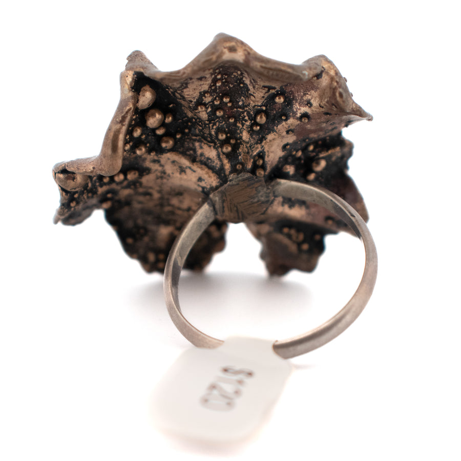 bronze geranium leaf ring