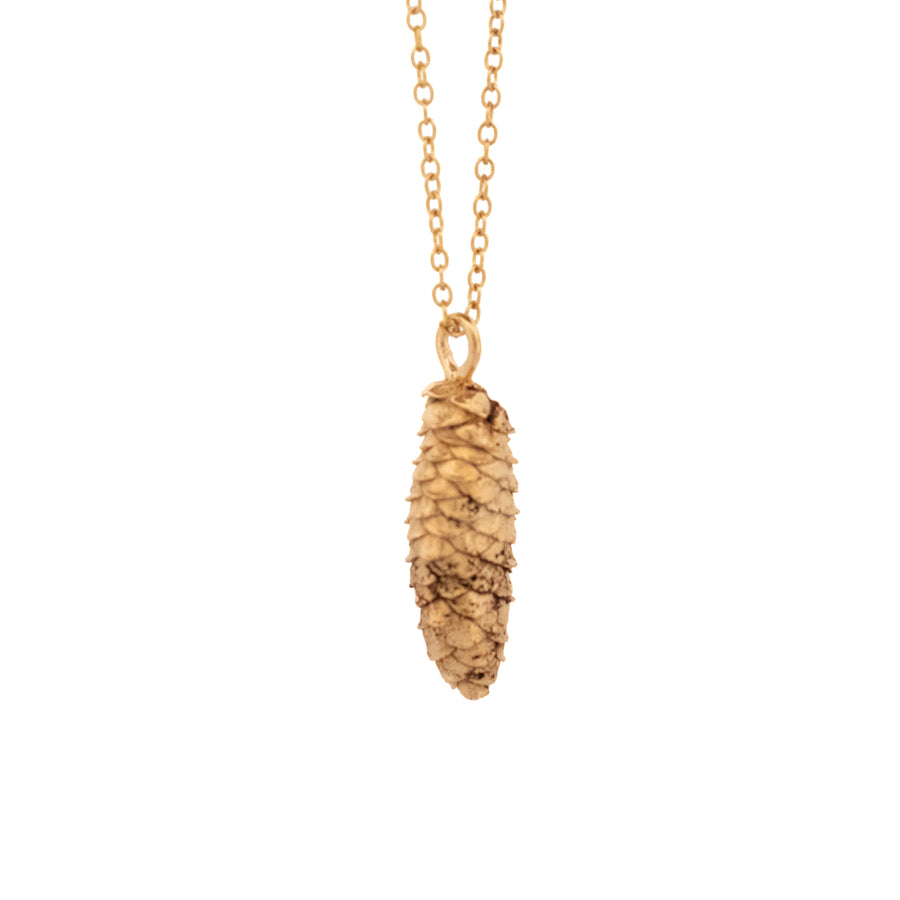 gold vermeil spruce cone necklace