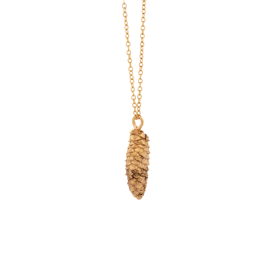 gold vermeil spruce cone necklace