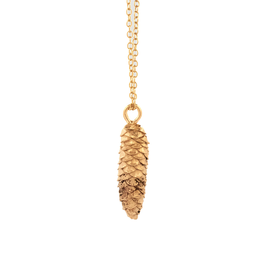 gold vermeil spruce cone necklace