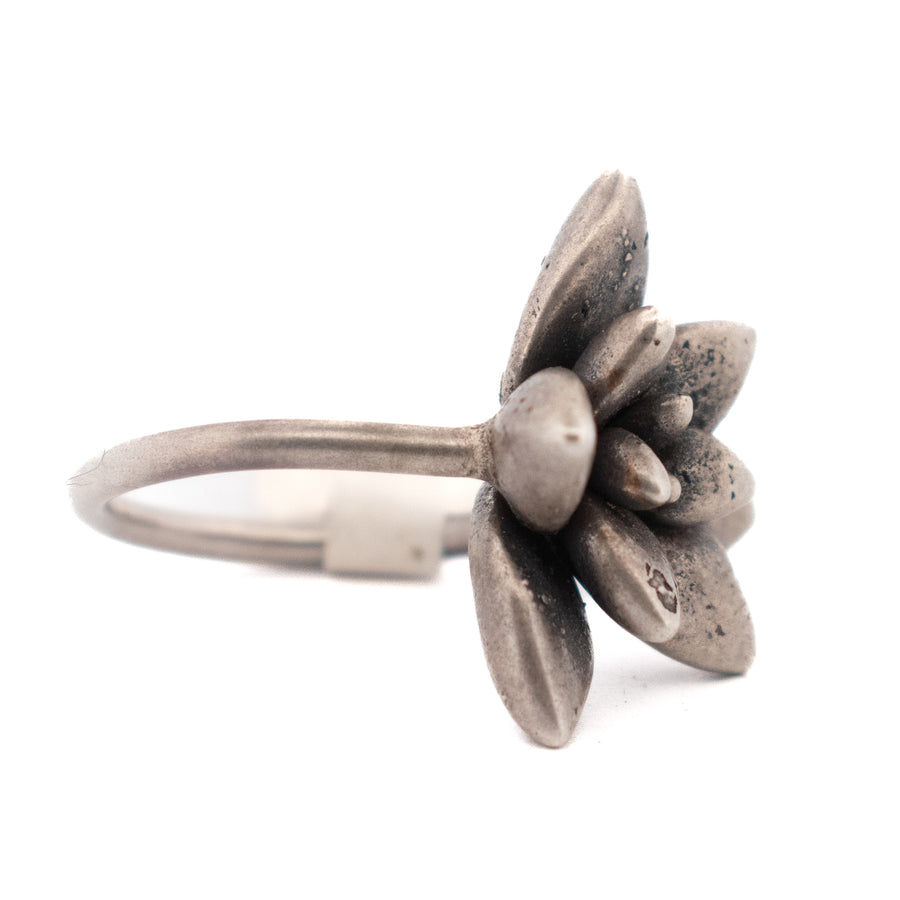 sterling silver floral succulent ring 3