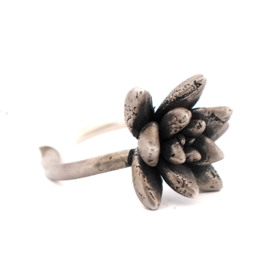 sterling silver floral succulent ring 4