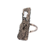 sterling silver vertical tree bark ring 3