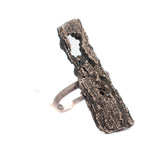 sterling silver vertical tree bark ring 3