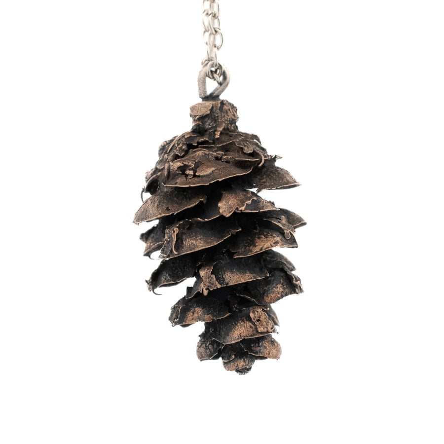 bronze large pine cone necklace