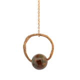 gold vermeil willow ring with green opal stone necklace