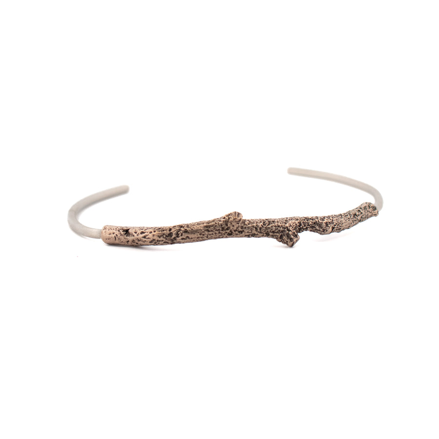 bronze twig on sterling silver cuff bracelet