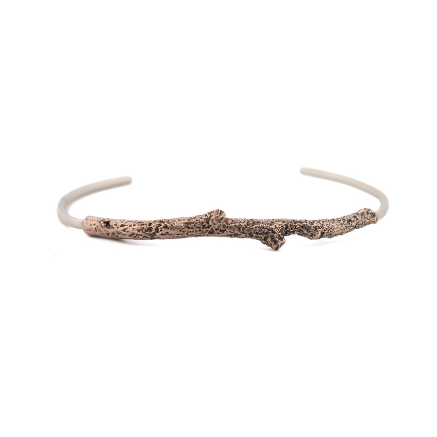 bronze twig on sterling silver cuff bracelet