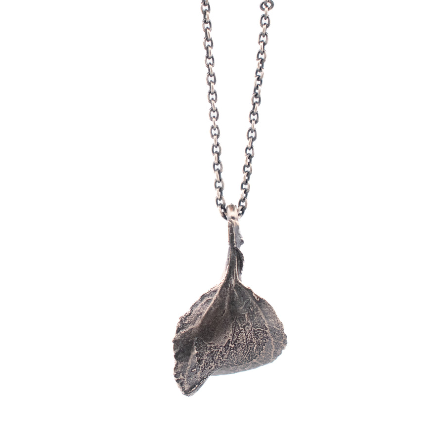 sterling silver cherry leaf necklace
