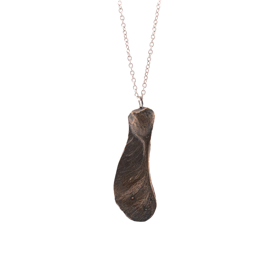 bronze maple seed necklace