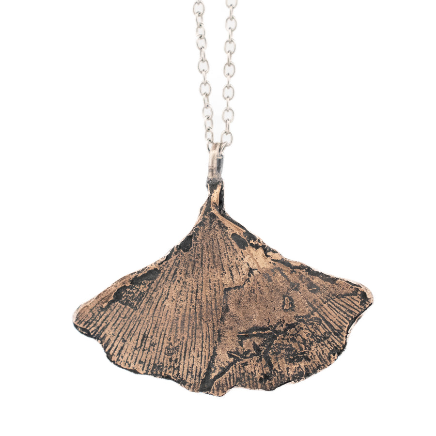bronze ginkgo leaf necklace