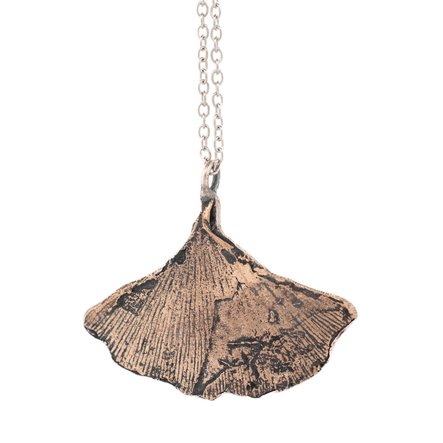 bronze ginkgo leaf necklace