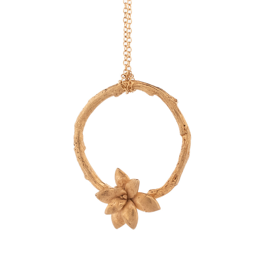 gold vermeil necklace single willow ring with floral succulent