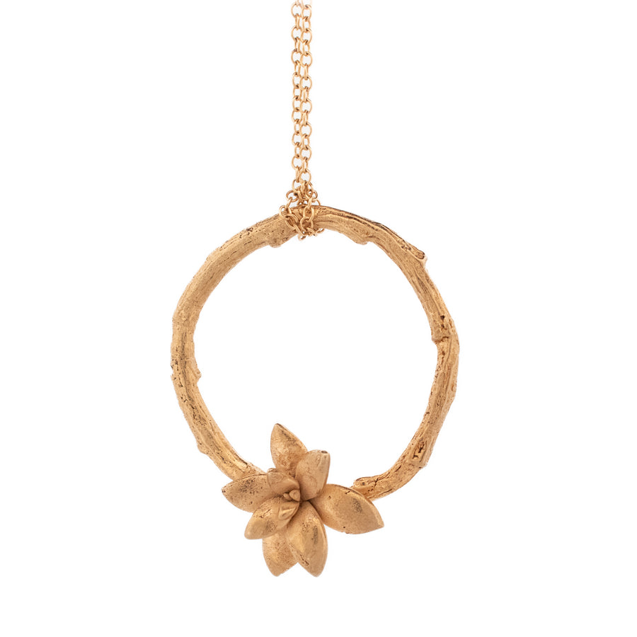 gold vermeil necklace single willow ring with floral succulent